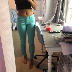 Teal Low Rose Jeans